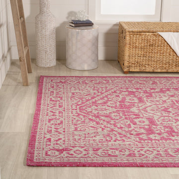 Sinjuri Medallion Textured Weave Indoor/outdoor Area Rug
